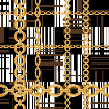 Seamless pattern decorated with precious stones, gold chains and pearls.のイラスト素材