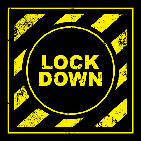 lockdown sign on yellow backgroundのイラスト素材
