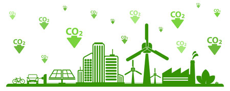 reducing CO2 emissions to stop climate change. green energy background