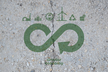 circular economy icons on white background