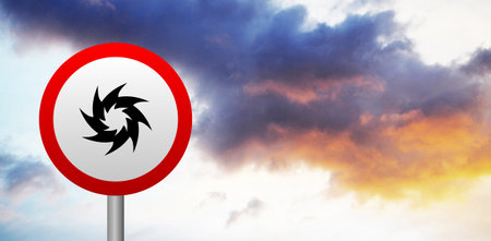 hurricane season sign on cloudy backgroundの写真素材
