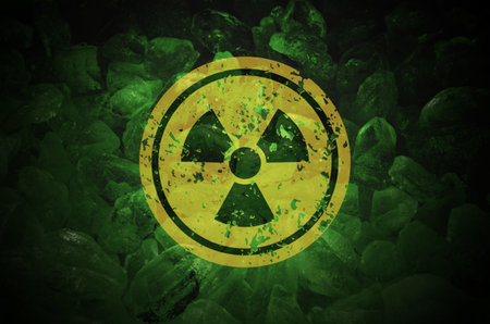 Radioactive sign with grunge texture. Radioactive warning symbol.の写真素材