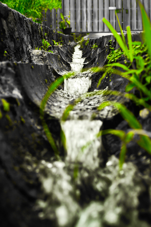 Fresh calm mountain water flow to the river in rain forest tropical jungle South East Asiaの写真素材