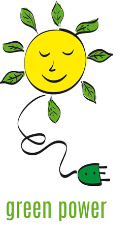 Sun with rays of leaves from green energyのイラスト素材