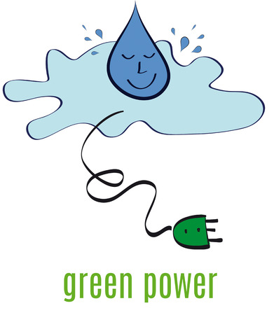 Drop of water falling and green energyのイラスト素材