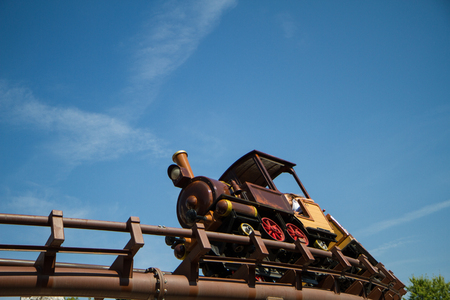 detail of roller coaster steam locomotive old westの写真素材
