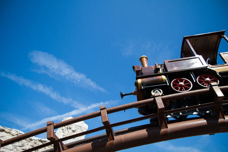 detail of roller coaster steam locomotive old westの写真素材