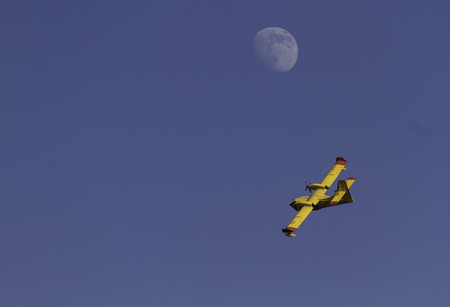 Amantea,, Italy - August 15, 2016 : Seaplane Canadair in actionのeditorial素材