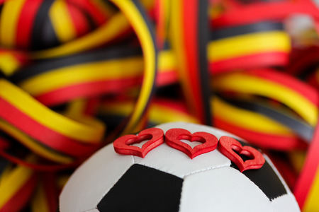 Football, streamers and heartの写真素材