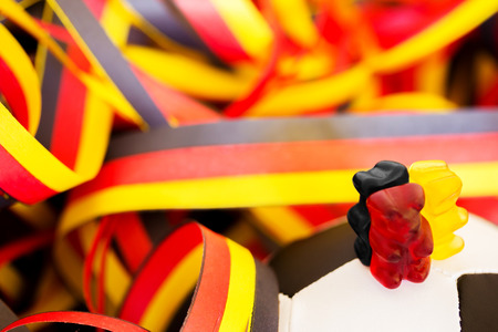 Football, streamers and gummy bearsの写真素材