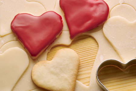 heart biscuits and dough 
