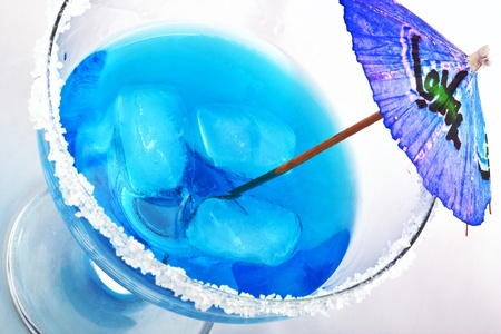 Blue Curacao Cocktail in a glassの写真素材