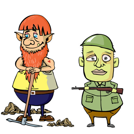 dwarf miner and soldierのイラスト素材