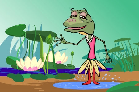 frog mom in waterのイラスト素材