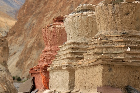 Three big stupas which are there for buddhism praying の写真素材