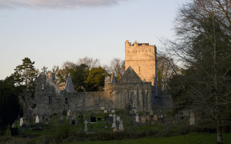Side view Old Muckross Abbey located in Killarney, Ireland