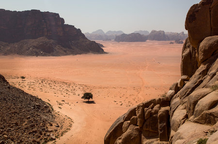 Amazing landscape of Wadi Rum desert in country Jordanの写真素材