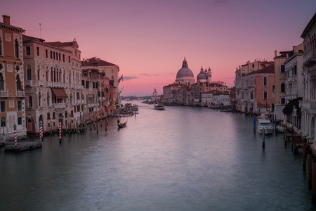 View on Venice Canal Grande with light reflection inside of Chanells.の写真素材
