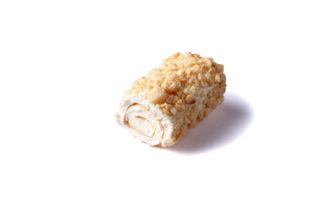 Turkish delight. Turkish delights cream-filled. lokum rolls covered sweet crumb. isolated on white. close upの写真素材