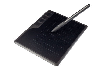 Ggraphic tablet drawing pad with digital pen stylus isolatedの写真素材