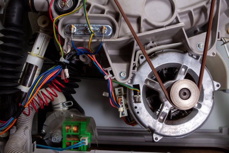 washing machine disassembled with open enclosure is ready for serviceの写真素材