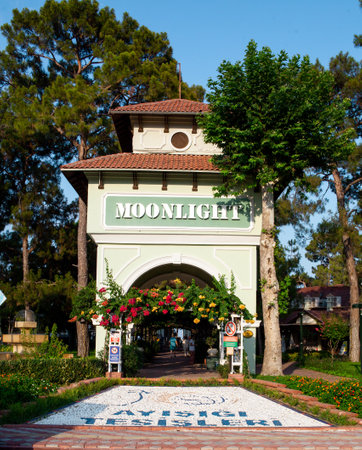 The main gate of Moonlight park in the Kemer town, Antalya province in Turkey. Kemer, Turkey - 07/08/2020のeditorial素材