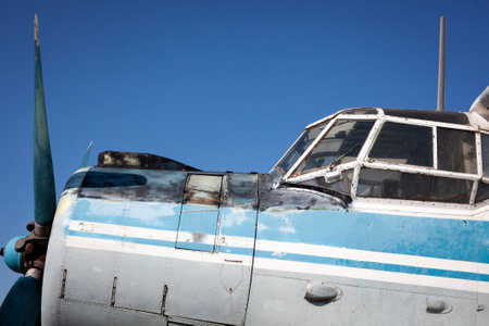 Old soviet aircraft biplane Antonov AN-2 parked on exhibition area in open air museum. Kharkiv, Ukraine - August 23. 2021のeditorial素材