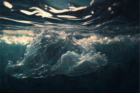 Abstract water splash background. water surface. Generative AI.の素材