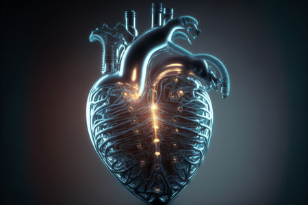 artificial human heart concept. Futuristic heart. Generative AIの素材