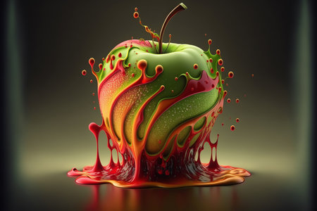 Apple juice splash. Refreshig fruits concept. Melting fruit. liquid fruits. Generative AIの素材