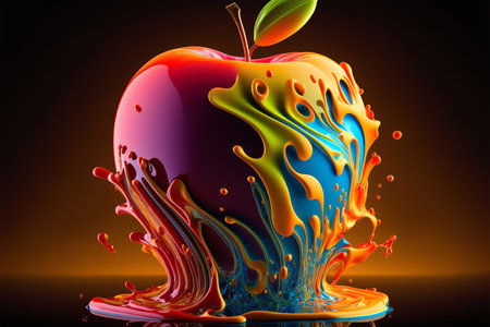 Apple juice splash. Refreshig fruits concept. Melting fruit. liquid fruits. Generative AIの素材