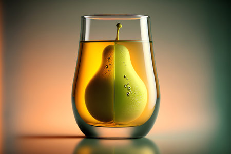 Pear juice glass. Juice splashes. Refreshig fruits concept. liquid fruits. Generative AIの素材
