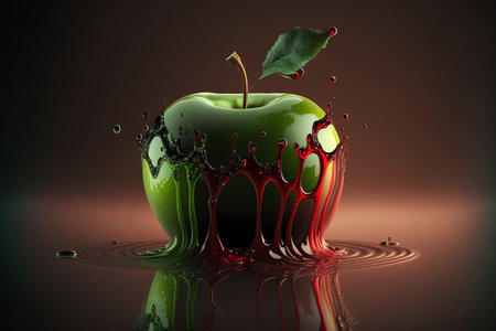 Apple juice splash. Refreshig fruits concept. Melting fruit. liquid fruits. Generative AIの素材
