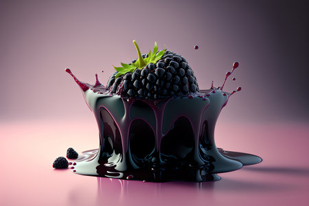 blueberry splashing juice. Fresh juicy berries concept. Juice splash. Flyingberry. Ripe berries. Generative AIの素材