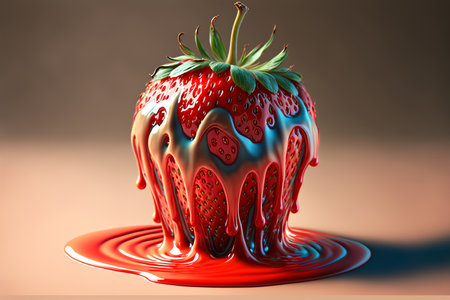 Strawberry splashing juice. Fresh juicy berries concept. Juice splash. Flyingberry. Ripe berries. Generative AIの素材