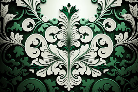 Abstract ornate green and white color background. Patterned color background. abstract picture. Generative AIの素材