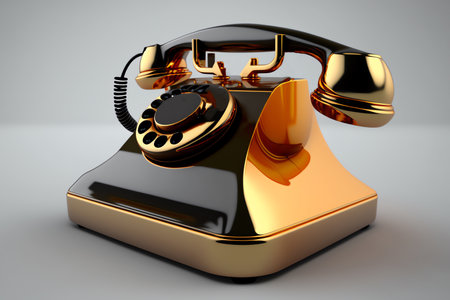 old rotary phone. Old fashioned retro disc telephone. metallic phone. Generative AIの素材