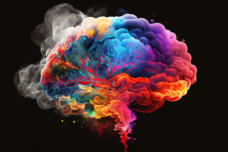 Brain smoking due to stress. Brain in smoke. Burnout at work concept. human stressed. Generative AIの素材
