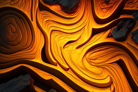 Burning wood abstract background. Wooden texture in shape of fire flames. Generative AIの素材