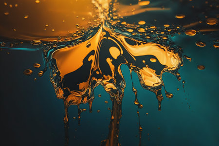 Oil splash background. Color oil bubbles. oil background. Generative AI.の素材