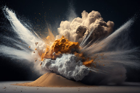 sand explosion. Bomb detonating in the desert. generative AI.の素材