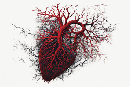 blood vessels in the shape of the heart. circulation system. Veins and arteries. Generative AIの素材
