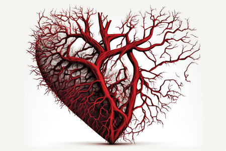 blood vessels in the shape of the heart. circulation system. Veins and arteries. Generative AIの素材