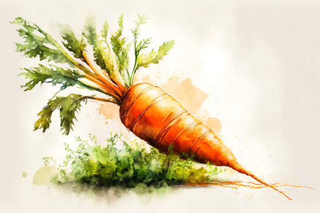 Watercolor carrot drawing. Generative AIの素材