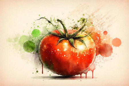 watercolor tomato drawing. Generative AIの素材