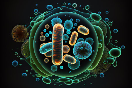 Bacteria infection cells in macro. Generative AIの素材