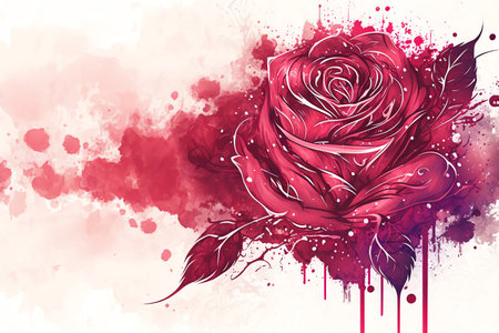 Watercolor rose flower background. Watercolor floral bouquet illustration. Generative AI.の素材