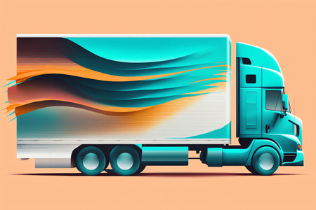 Truck with freight moving fast. Big truck driving on road. blurred image. Generative AIの素材