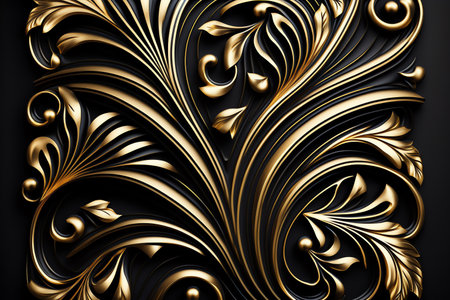 luxury golden wallpaper. Vintage floral pattern background. Generative AI.の素材