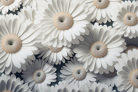 chamomile flower background. Beautiful paper chamomile close up. Generative AI.の素材